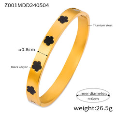 Floral Glass and Cubic Zirconia Clasp Bangles