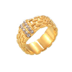 18K Gold-Plated Woven Cubic Zirconia Band Ring