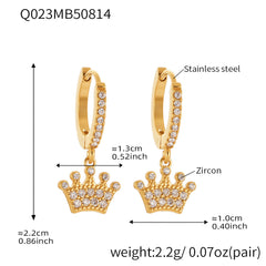Crown Charm Hoop Earrings