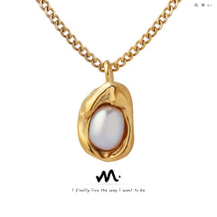 Gold-Tone Freshwater Pearl Cuban Link Pendant Necklace
