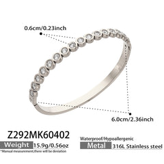 Cubic Zirconia Stainless Steel Bangle Bracelets