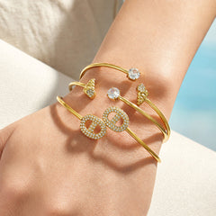 18K Gold-Plated Cubic Zirconia Open Cuff Designs