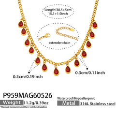 18K Gold-Plated Cubic Zirconia Drop Charm Necklace