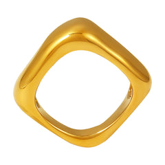 18K Gold-Plated Sculptural Square Band Ring