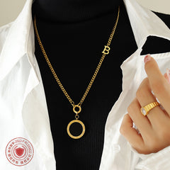 Reversible Roman Numeral Long Pendant Necklace
