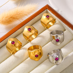 Polished Pink Stone Accent Ring