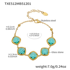 Faceted Glass Stone Necklace, Bracelet & Earrings