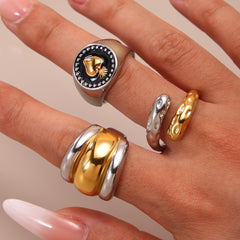 Gold-Tone Sculptural and Stone Ring Designs