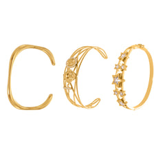 18K Gold-Plated Star and Openwork Bangle Designs