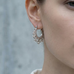 18K Gold-Plated & Silver-Tone Crown Detail Hoops