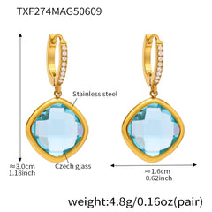 Faceted Color Stone Drop Earrings