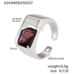 Rectangular Cubic Zirconia Open Ring