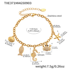 18K Gold-Plated Seahorse Charm Necklace or Bracelet