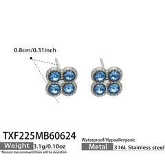 Color Four-Petal Cubic Zirconia Necklace and Earrings