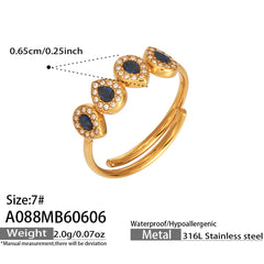 18K Gold-Plated Color Cubic Zirconia Open Ring