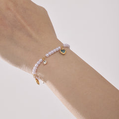 Pearl-Look Bead and Heart Charm Jewelry