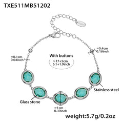 Faceted Oval Glass Stone Necklace, Bracelet & Earrings