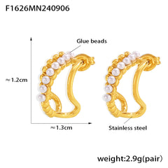 18K Gold-Plated Openwork Faux Pearl Earrings