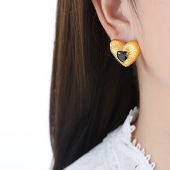 Faceted Heart Cubic Zirconia Stud Earrings