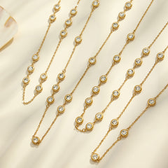 18K Gold-Plated Round Cubic Zirconia Necklace Collection