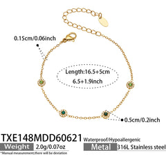 18K Gold-Plated Color Cubic Zirconia Station Jewelry