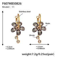 Color Resin Flower Drop Earrings