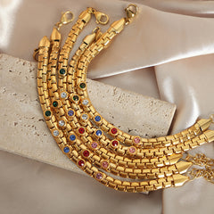 Multicolor Cubic Zirconia Chain Bracelet