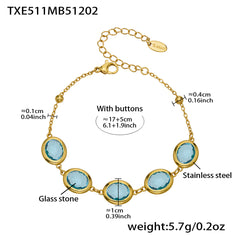 Faceted Oval Glass Stone Necklace, Bracelet & Earrings