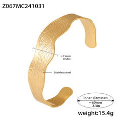 18K Gold-Plated Wave Edge Open Cuff Bracelet