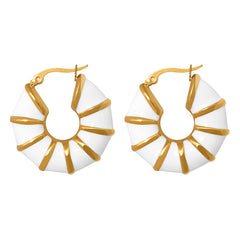 Enamel Fan Hoop Earrings