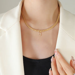 Cubic Zirconia Initial Letter Chain Necklace