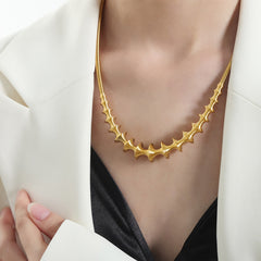 Gold-Tone Sculptural Layered Chain Necklace