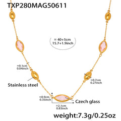 Faceted Glass Accent Link Necklace