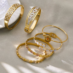 Cubic Zirconia Textured Bangle Bracelet