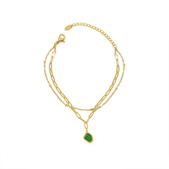 Green Acrylic Pendant Double Layer Bracelet