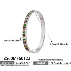 Square Cubic Zirconia Channel Bangle Bracelet