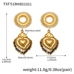 18K Gold-Plated Crown Heart Charm Jewelry