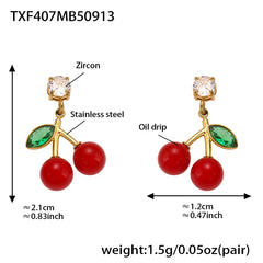 Cherry Enamel Cubic Zirconia Jewelry