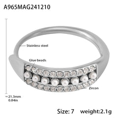 Adjustable Shell Pearl-Look Cubic Zirconia Ring