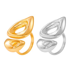 18K Gold-Plated Sculptural Double Open Ring
