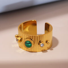 Turquoise & Stone-Accent Wide Open Ring