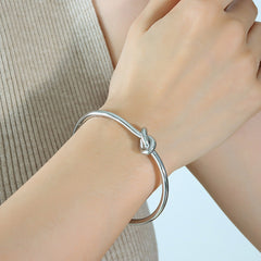 18K Gold-Plated Knotted Open Cuff Bracelet
