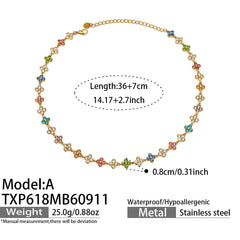 Color Cubic Zirconia Four-Petal Flower Jewelry