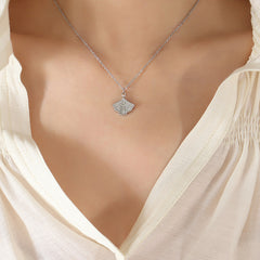 Pleated Fan Pendant Necklace