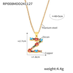 Color Cubic Zirconia Initial Pendant Charm