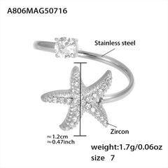 Ocean Motif Cubic Zirconia Open Ring Designs