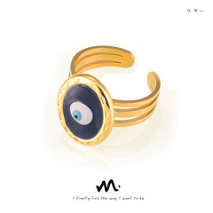 Evil Eye Enamel Open Ring