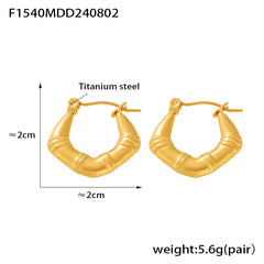 Bamboo-Texture Stainless Steel U-Hoop Earrings