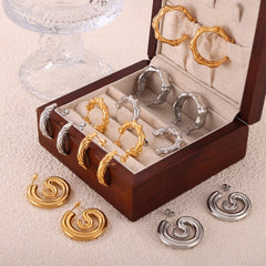 Gold-Tone Textured Geometric Hoop Designs