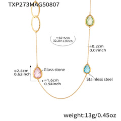 Faceted Glass Long Link Necklace